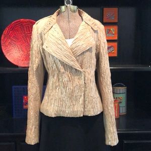 Ann Taylor Pale Ballet Pink Sequined Moto Style Jacket